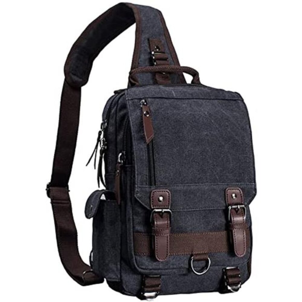Canvas Crossbody Messenger Bag Sling Backpack Travel Shoulder Bag Tablet Bag